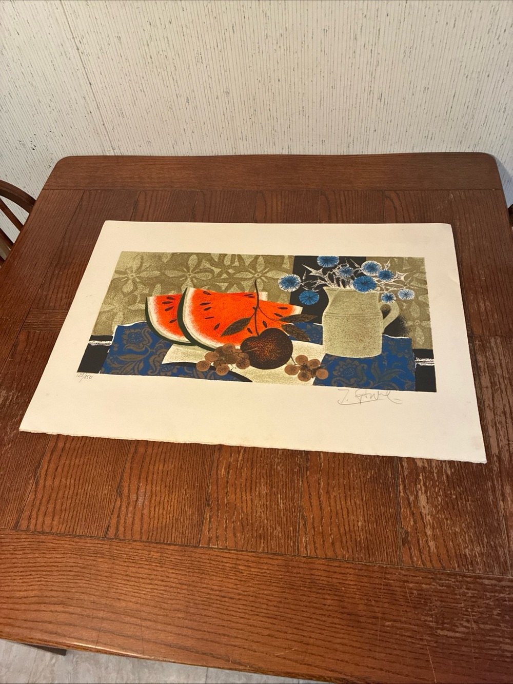 Yves Ganne Signed Limited Edition Color Lithograph “Fruits of Summer”